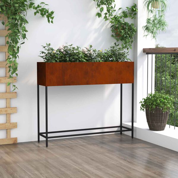 vidaXL Povi&scaron;eni Vrtni Planter Rđa 100 x 26 x 82 cm
