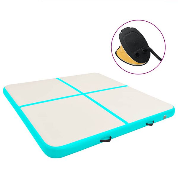 vidaXL Strunjača na napuhavanje s crpkom 200 x 200 x 10 cm PVC zelena