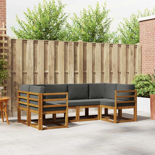 vidaXL Set vanjskih sofa s jastukom 6 pcs Prirodna i antracit