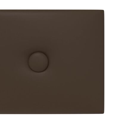 vidaXL Zidne ploče od umjetne kože 12 kom smeđe 60 x 15 cm 1,08 m²