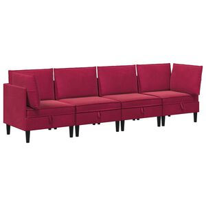 vidaXL Set namje&scaron;taja za dnevni boravak 4 kom. Vinska crvena Bar&scaron;un