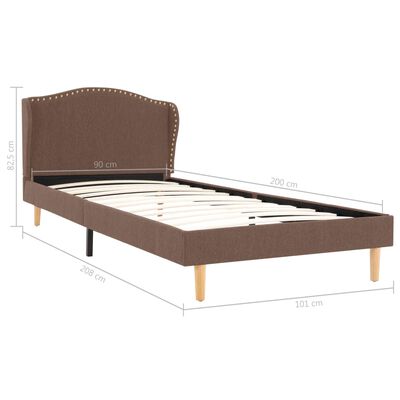 vidaXL Okvir za krevet od tkanine smeđi 90 x 200 cm