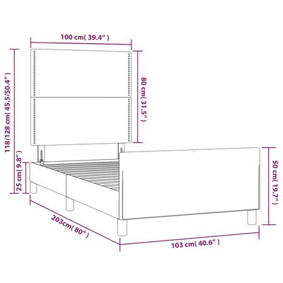 vidaXL Okvir za krevet s uzglavljem krem 100x200 cm od umjetne kože