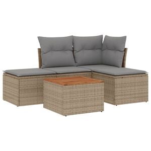 vidaXL 5-dijelni set vrtnih sofa s jastucima bež od poliratana