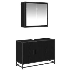 vidaXL Set namje&scaron;taja za kupaonicu 2 kom. Crni hrast 90 x 33 x 60 cm