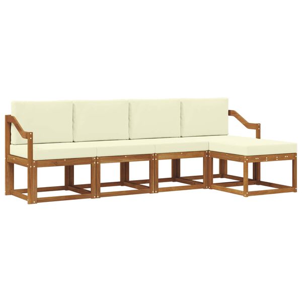 vidaXL Set vanjskih sofa 5 pcs Prirodna i krem Čvrsto drvo akacije