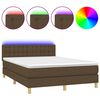 vidaXL Krevet box spring s madracem LED tamnosmeđi 140x190 cm tkanina