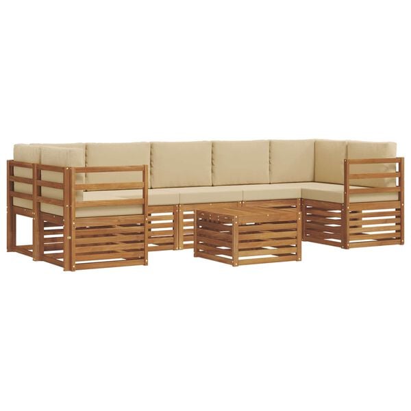 vidaXL Set vanjskih sofa 8 pcs Prirodna i bež Čvrsto drvo akacije