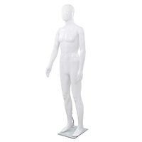 vidaXL Muška lutka za izlog sa staklenim postoljem bijela sjajna 185 cm