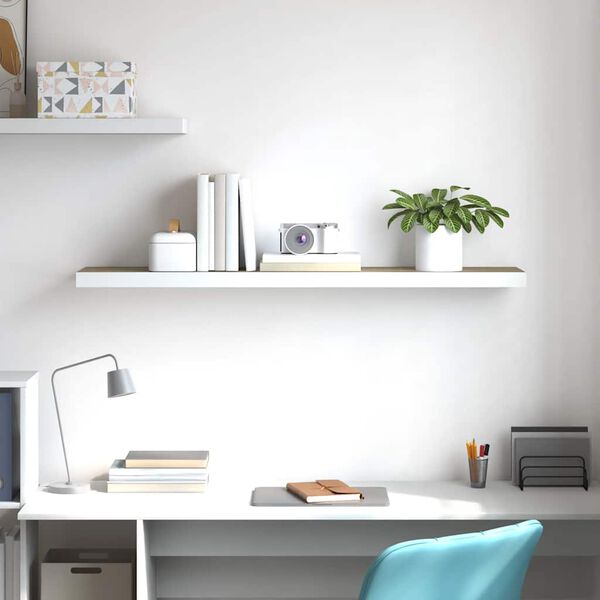 vidaXL Plutajuća zidna polica boja hrasta i bijela 120x23,5x3,8 cm MDF