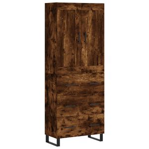 vidaXL Visoka komoda dimljeni hrast 69,5x34x180 cm konstruiranog drva