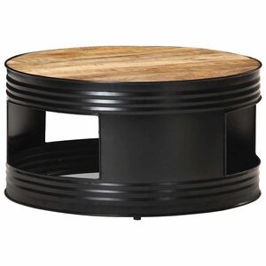 vidaXL Stolić za kavu crni 68x68x36 cm od grubog masivnog drva manga