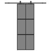 vidaXL Klizna vrata s priborom crna 76 x 205 cm kaljeno staklo