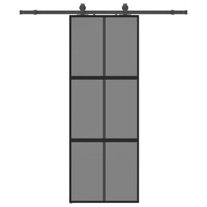 vidaXL Klizna vrata s priborom crna 76 x 205 cm kaljeno staklo