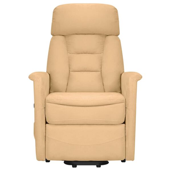 vidaXL Masažna fotelja na podizanje od mikrovlakana krem