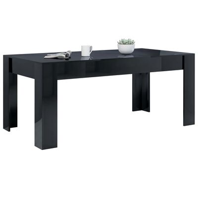 vidaXL Blagovaonski stol visoki sjaj crni 180 x 90 x 76 cm od iverice