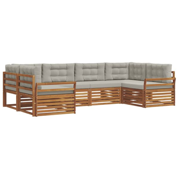 vidaXL Set vanjskih sofa s jastukom 6 pcs Prirodna i svijetlo siva