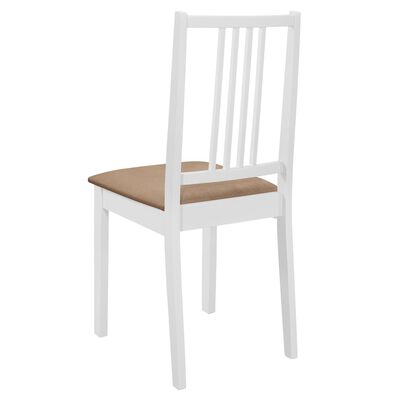 vidaXL Blagovaonske stolice od masivnog drva s jastucima 4 kom bijele