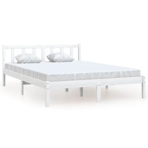 vidaXL Okvir za krevet masivna borovina bijeli 135x190 cm bračni