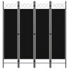 vidaXL Sobna pregrada s 4 panela crna 160 x 180 cm