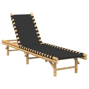 vidaXL Ležaljka za sunčanje s crnim tkanim trakama 55x200x30 cm bambus