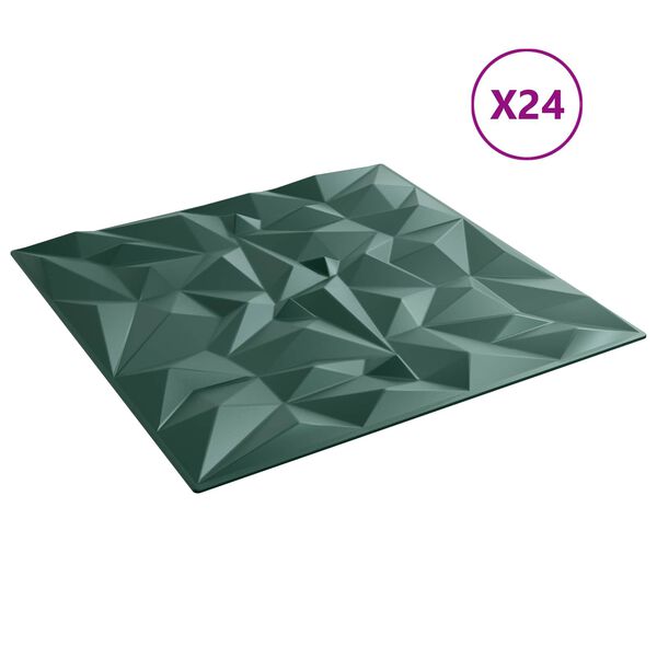 vidaXL Zidne panele 24 pcs Ametist zelena 50 x 50 cm XPS pjena