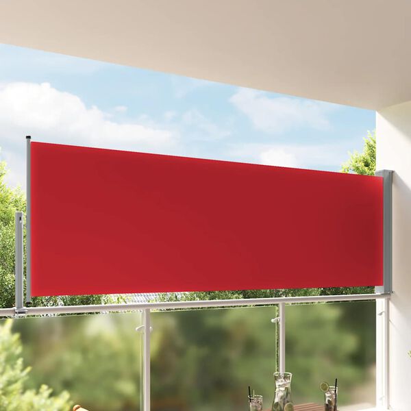 vidaXL Uvlačiva bočna tenda za terasu 120 x 300 cm crvena