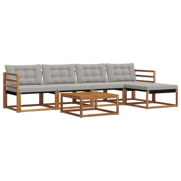vidaXL Set vanjskih sofa s jastukom 6 pcs Prirodna i svijetlo siva