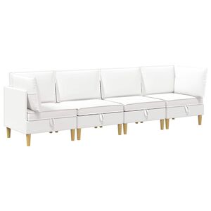 vidaXL Modularni set sofe sa skladi&scaron;tem 4 pcs Bijela Tkanina