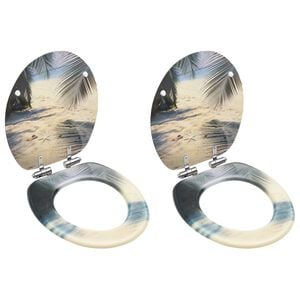 vidaXL Toaletne daske s poklopcem 2 kom MDF s uzorkom plaže