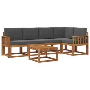 vidaXL Set vanjskih sofa s jastukom 6 pcs Prirodna i antracit