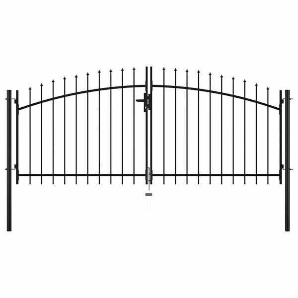 vidaXL Dvostruka vrata za ogradu s kopljima na vrhu 300 x 150 cm