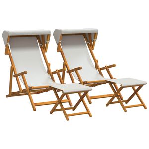 vidaXL Ležaljka 4 pcs 3 Pozicija Čvrsto drvo eukaliptusa Krem