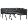 vidaXL Set vrtnih sofa s jastucima crni od čelika i tekstilena