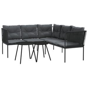 vidaXL Set vrtnih sofa s jastucima crni od čelika i tekstilena