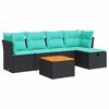 vidaXL 6-dijelni set vrtnih sofa s jastucima crni od poliratana