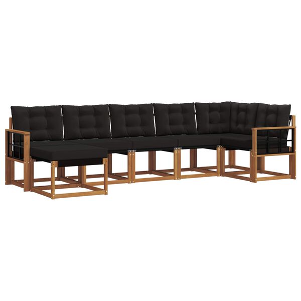 vidaXL Set vanjskih sofa s jastukom 7 pcs Prirodna i crna