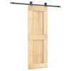 vidaXL Klizna vrata Prirodna i crna 70 x 210 cm Čvrsta borovina
