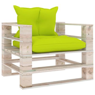 vidaXL Vrtna sofa od paleta od borovine s jarkozelenim jastucima