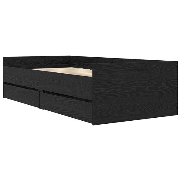 vidaXL Krevetna konstrukcija Crni hrast 90 x 190 cm Čvrsto borovo drvo
