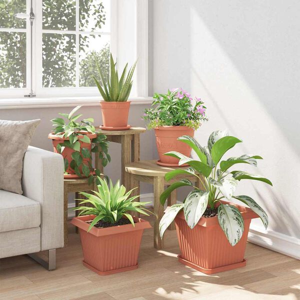 vidaXL Kvadratna saksija za cvijeće 6 pcs Crvena cigla Plastika