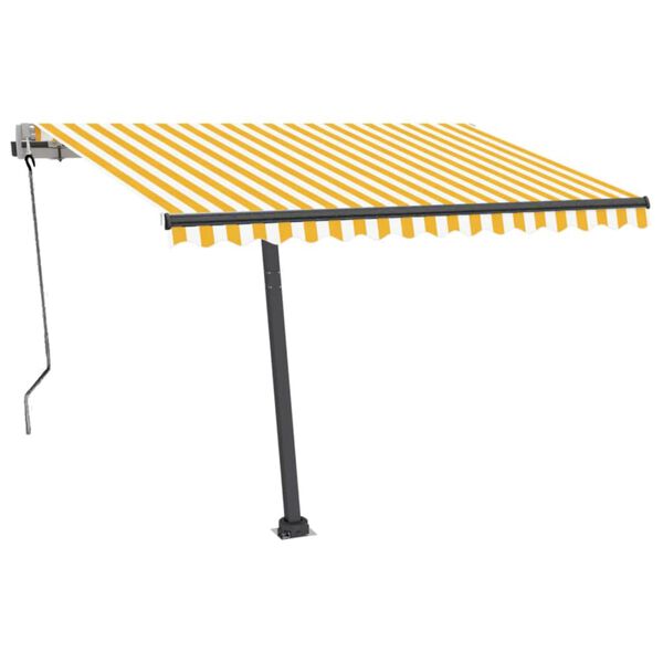 vidaXL Samostojeća automatska tenda 350 x 250 cm žuto-bijela