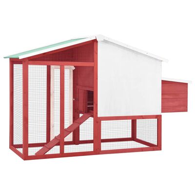 vidaXL Kokošinjac s kutijom za gniježđenje od jelovine crveno-bijeli