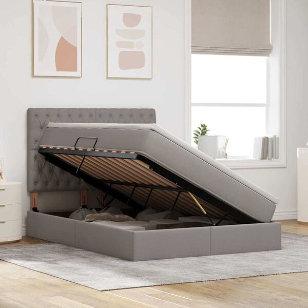 vidaXL Krevet s od storage Sivo-smeđa 140 x 200 cm Lažna koža