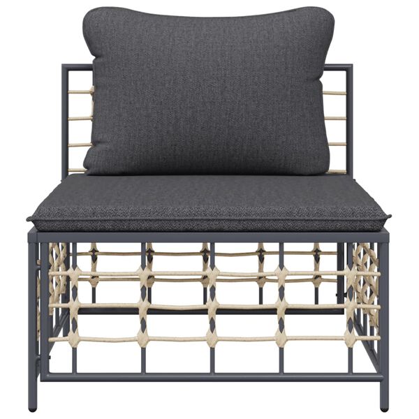 vidaXL Srednja vrtna sofa od poliratana s tamnosivim jastucima