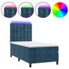vidaXL Krevet box spring s madracem LED tamnoplavi 100x200 cm bar&scaron;un