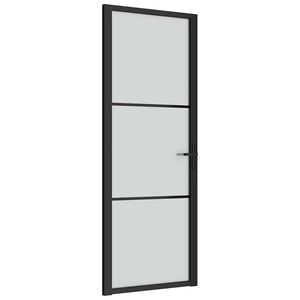 vidaXL Unutarnja vrata 76 x 201,5 cm crna od mat stakla i aluminija