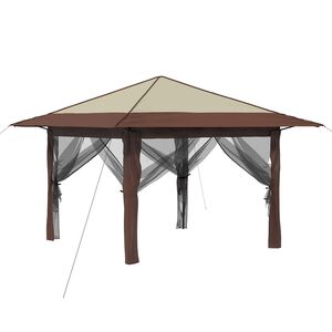 vidaXL Gazebo s 4 bočne strane 3,3 x 3,3 m Krema i smeđa