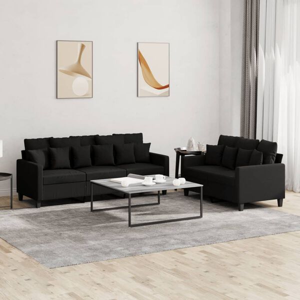 vidaXL 2-dijelni set sofa s jastucima crni od tkanine