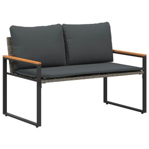 vidaXL klupa s jastukom Siva i tamno siva 115 x 65 x 72 cm Ratan